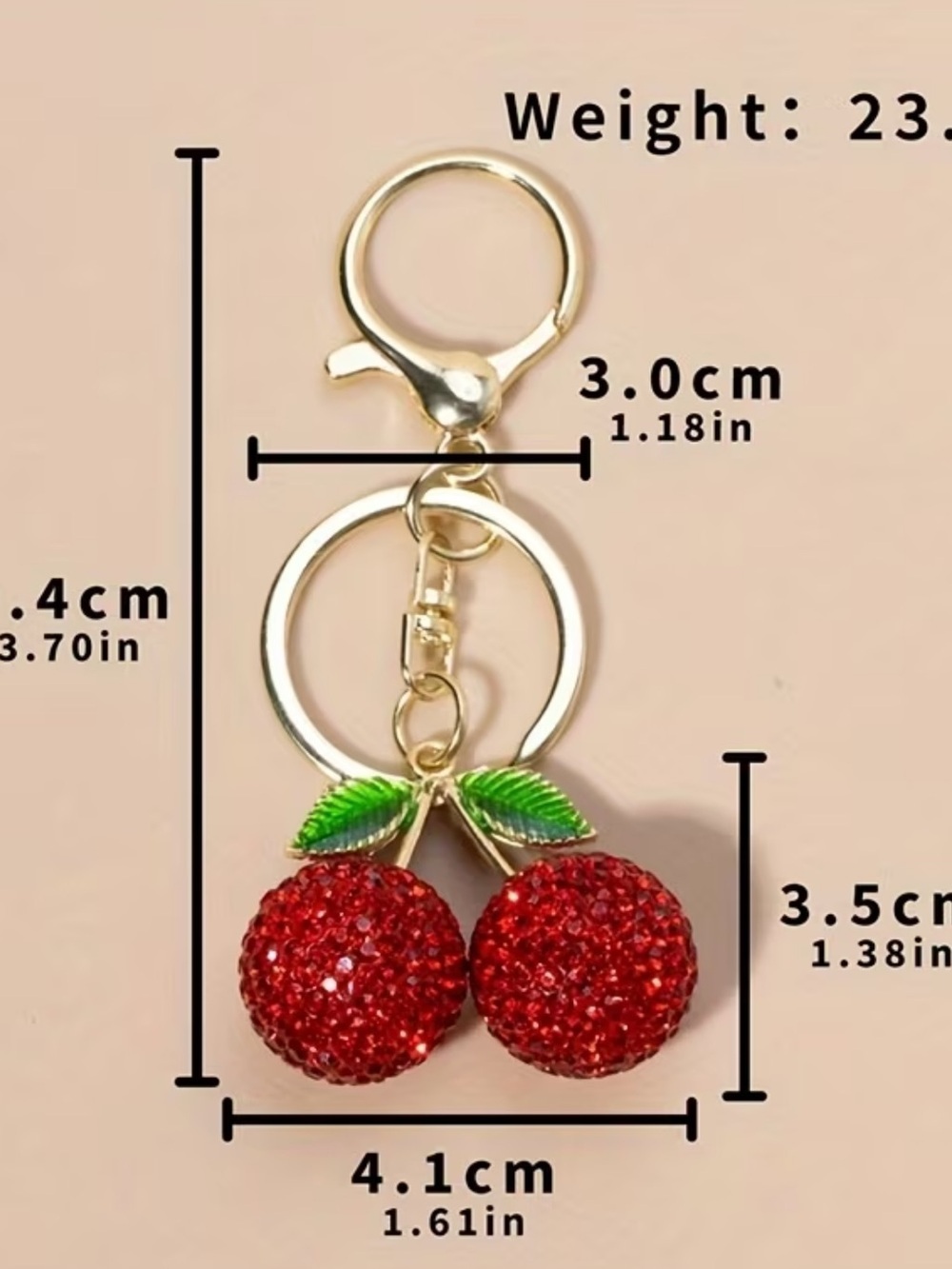 Cherry 🍒 Rhinestone Keychain/purse charm. - Picture 2 of 2